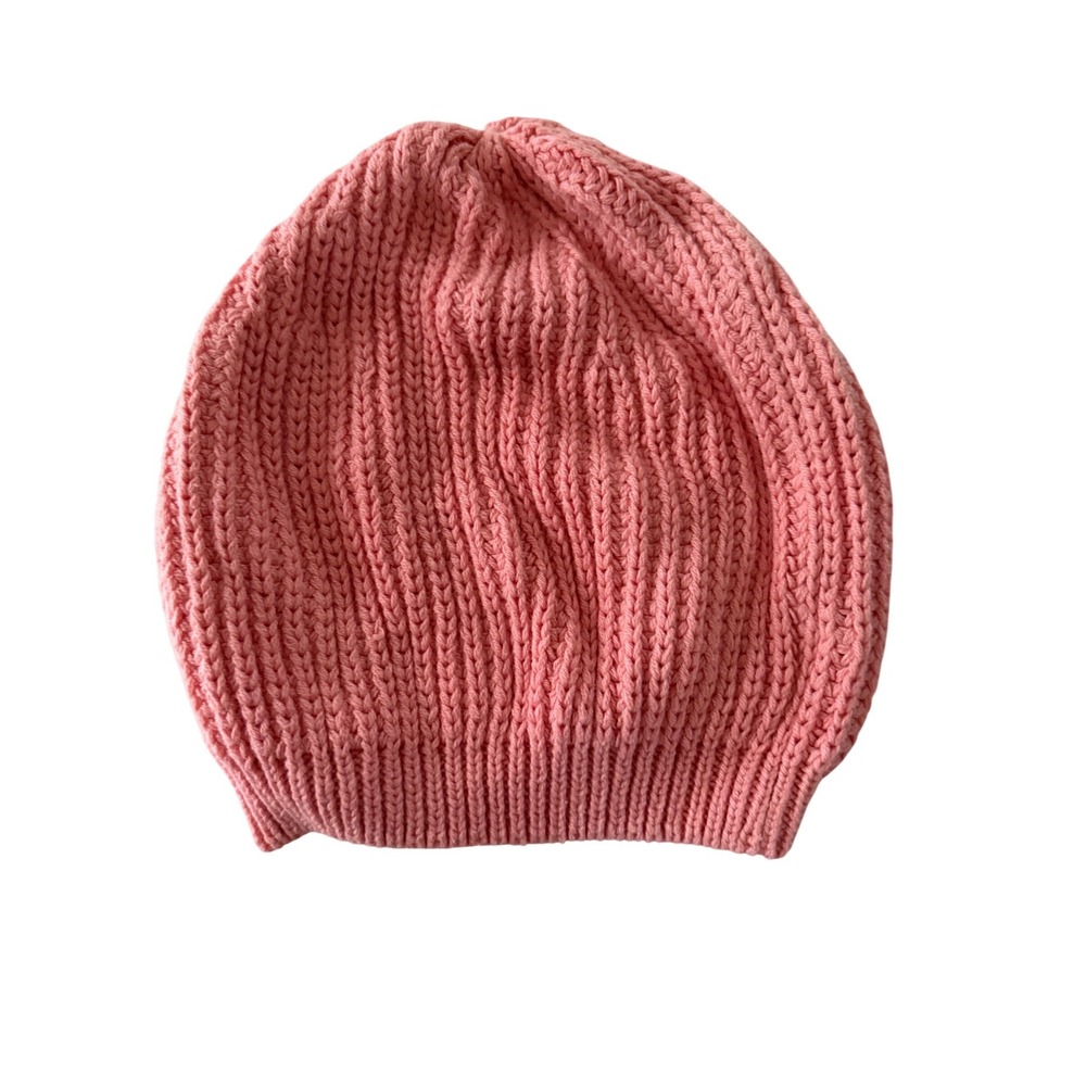 Hanna Andersson Kids‎ Pink Ribbed Knit Beanie Hat Size L Cotton Blend FW15